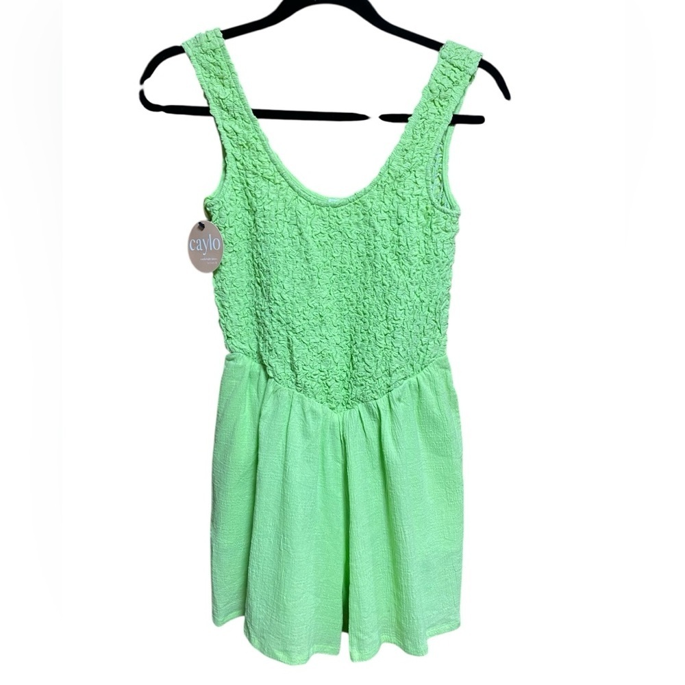 CAYLO Elenore Smocked Green Lined Romper  - SIZE SMALL‎ - NWT